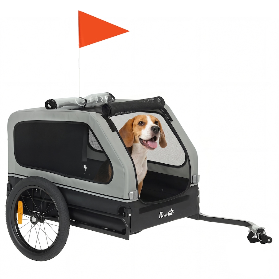 Image 982402.jpg, Product 982-402 / Price $155.99, PawHut Dog Bike Trailer, Bicycle Trailer w/ Flip-Down Ramp Tailgate, Grey from PawHut on TSC.ca's Home & Garden department