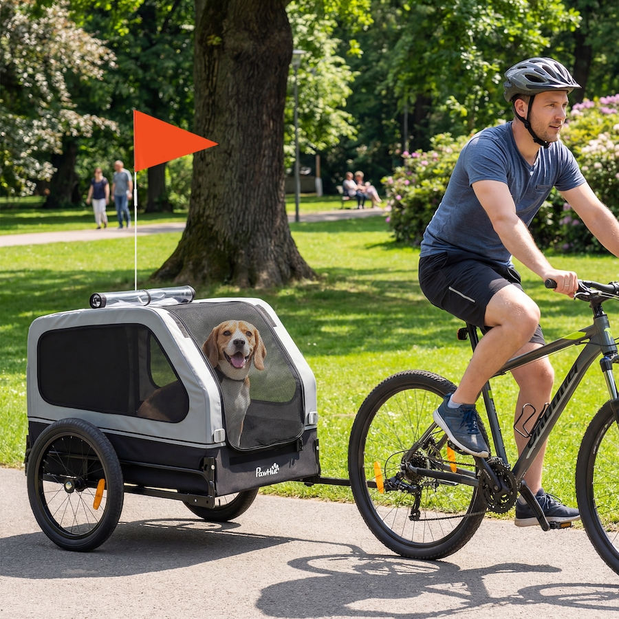 Image 982402_ALTMORE1.jpg, Product 982-402 / Price $155.99, PawHut Dog Bike Trailer, Bicycle Trailer w/ Flip-Down Ramp Tailgate, Grey from PawHut on TSC.ca's Home & Garden department