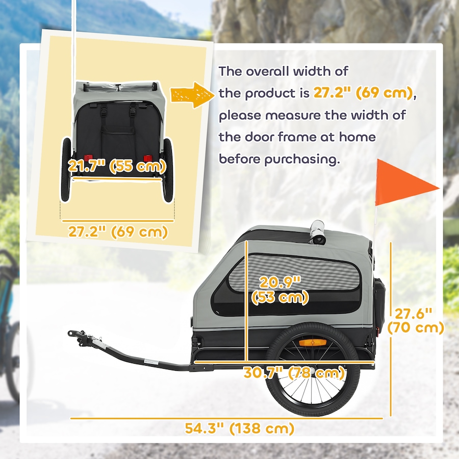 Image 982402_ALTMORE2.jpg, Product 982-402 / Price $155.99, PawHut Dog Bike Trailer, Bicycle Trailer w/ Flip-Down Ramp Tailgate, Grey from PawHut on TSC.ca's Home & Garden department