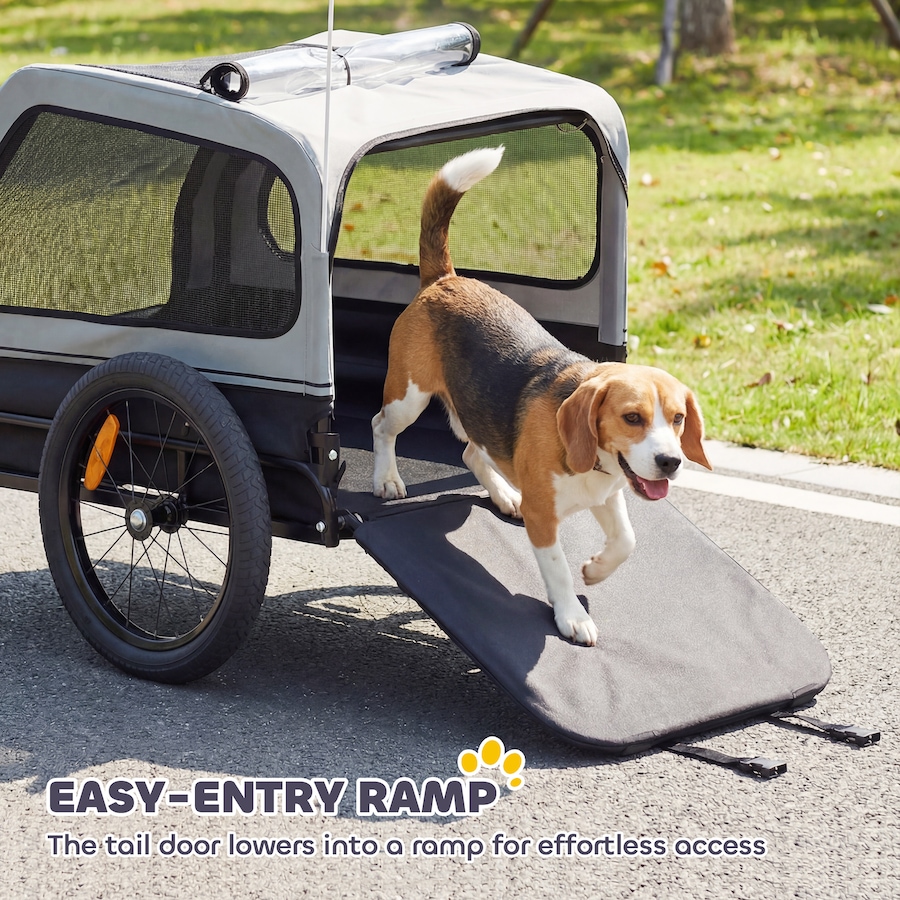 Image 982402_ALTMORE3.jpg, Product 982-402 / Price $155.99, PawHut Dog Bike Trailer, Bicycle Trailer w/ Flip-Down Ramp Tailgate, Grey from PawHut on TSC.ca's Home & Garden department
