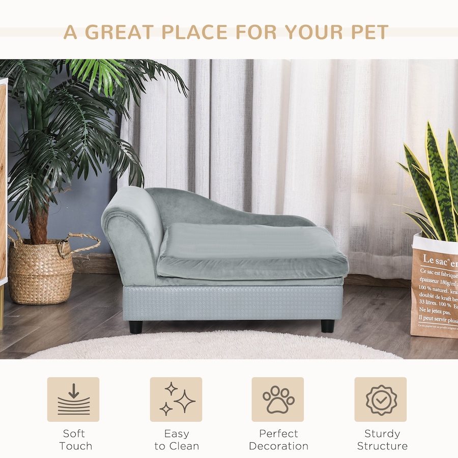 Image 982403_ALTMORE7.jpg, Product 982-403 / Price $109.99, PawHut Pet Sofa Couch w/ Storage Function Sponge Cushioned Bed, Grey from PawHut on TSC.ca's Home & Garden department