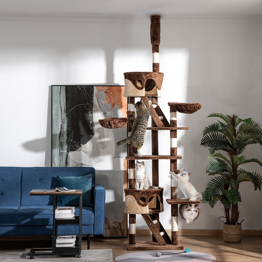 Image 982405_ALTMORE1.jpg, Product 982-405 / Price $99.99, 94"-102" Huge Cat Tree Ceiling High Cat Tower Brown from PawHut on TSC.ca's Home & Garden department