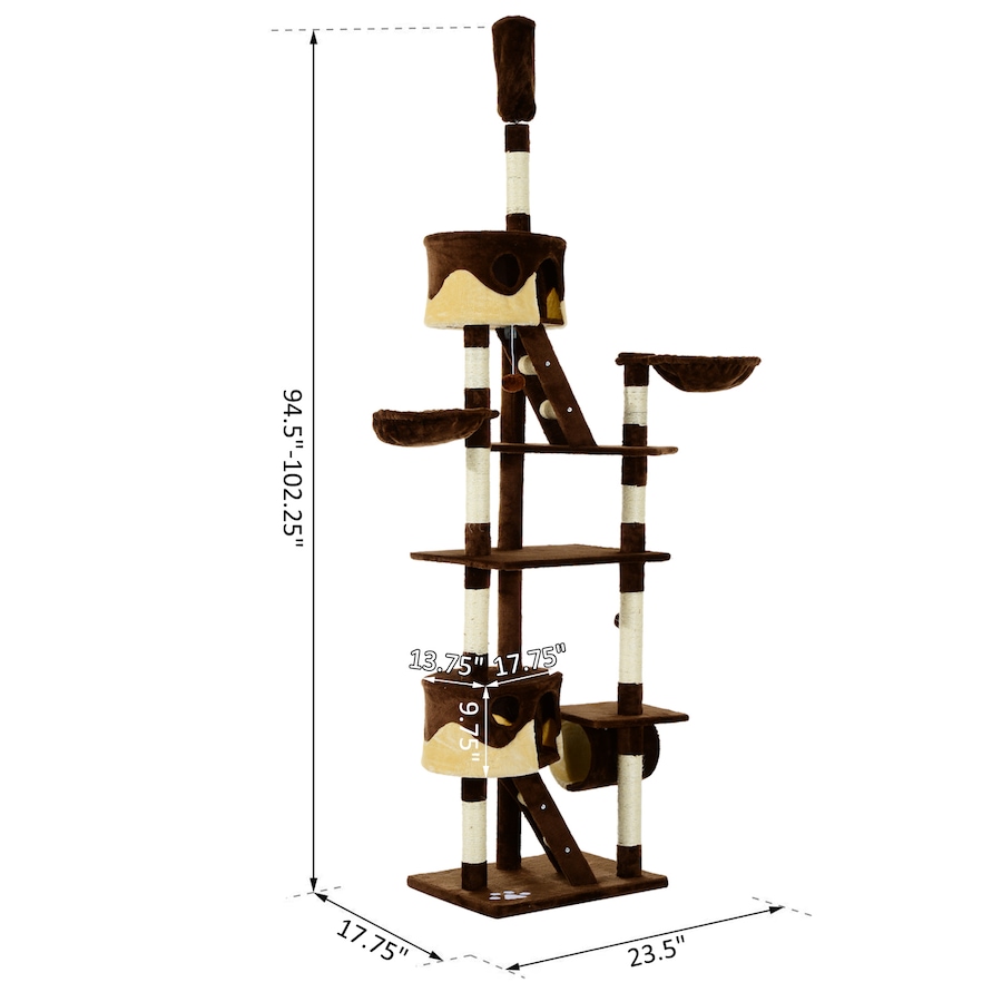 Image 982405_ALTMORE2.jpg, Product 982-405 / Price $99.99, 94"-102" Huge Cat Tree Ceiling High Cat Tower Brown from PawHut on TSC.ca's Home & Garden department