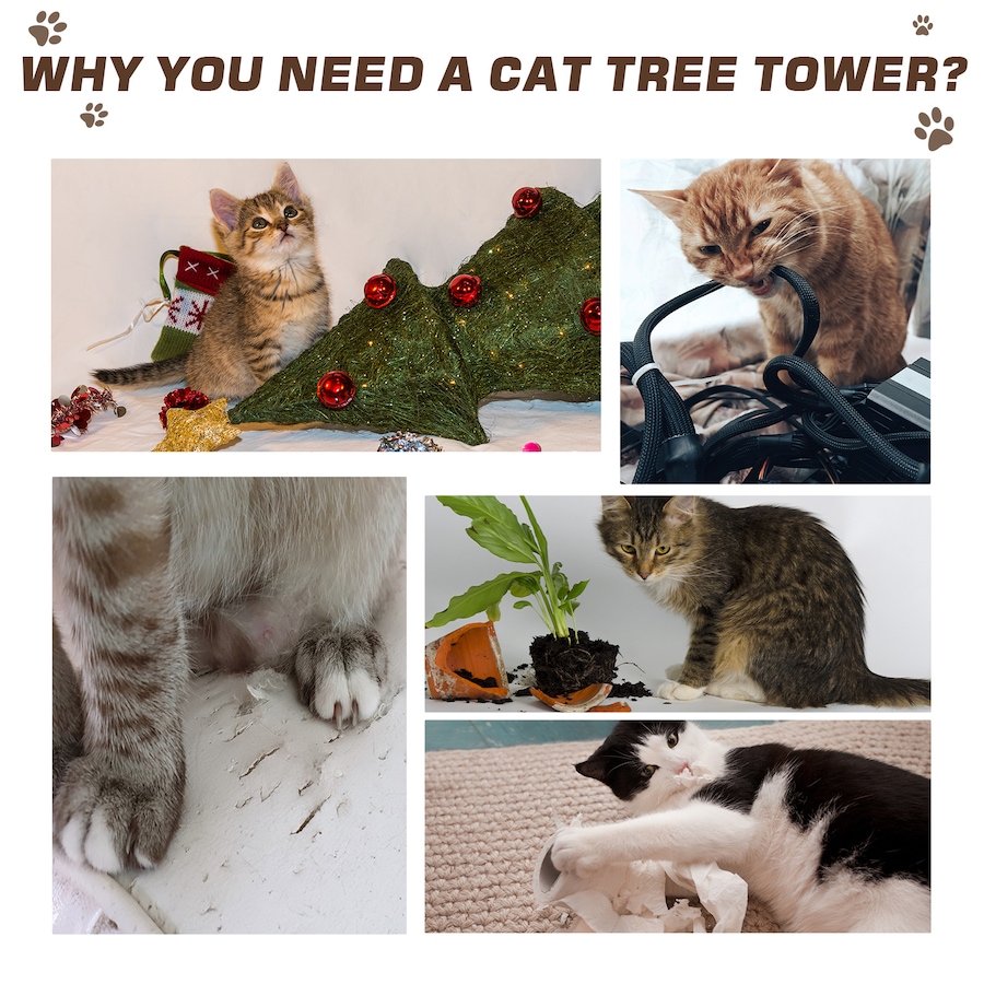 Image 982405_ALTMORE6.jpg, Product 982-405 / Price $99.99, 94"-102" Huge Cat Tree Ceiling High Cat Tower Brown from PawHut on TSC.ca's Home & Garden department