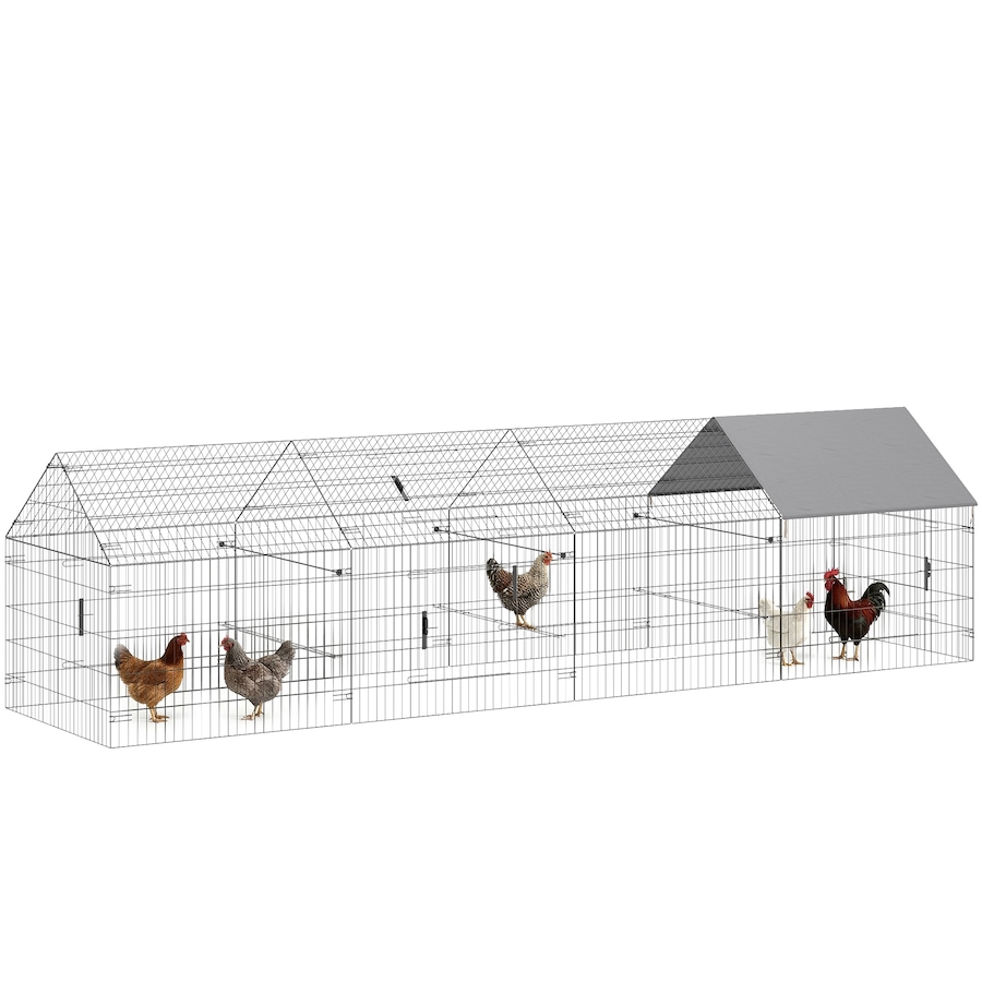 Image 982406.jpg, Product 982-406 / Price $166.99, PawHut Metal Chicken Coop Small Animal Cage 168.5" x 42.1" x 43.7" Grey from PawHut on TSC.ca's Home & Garden department