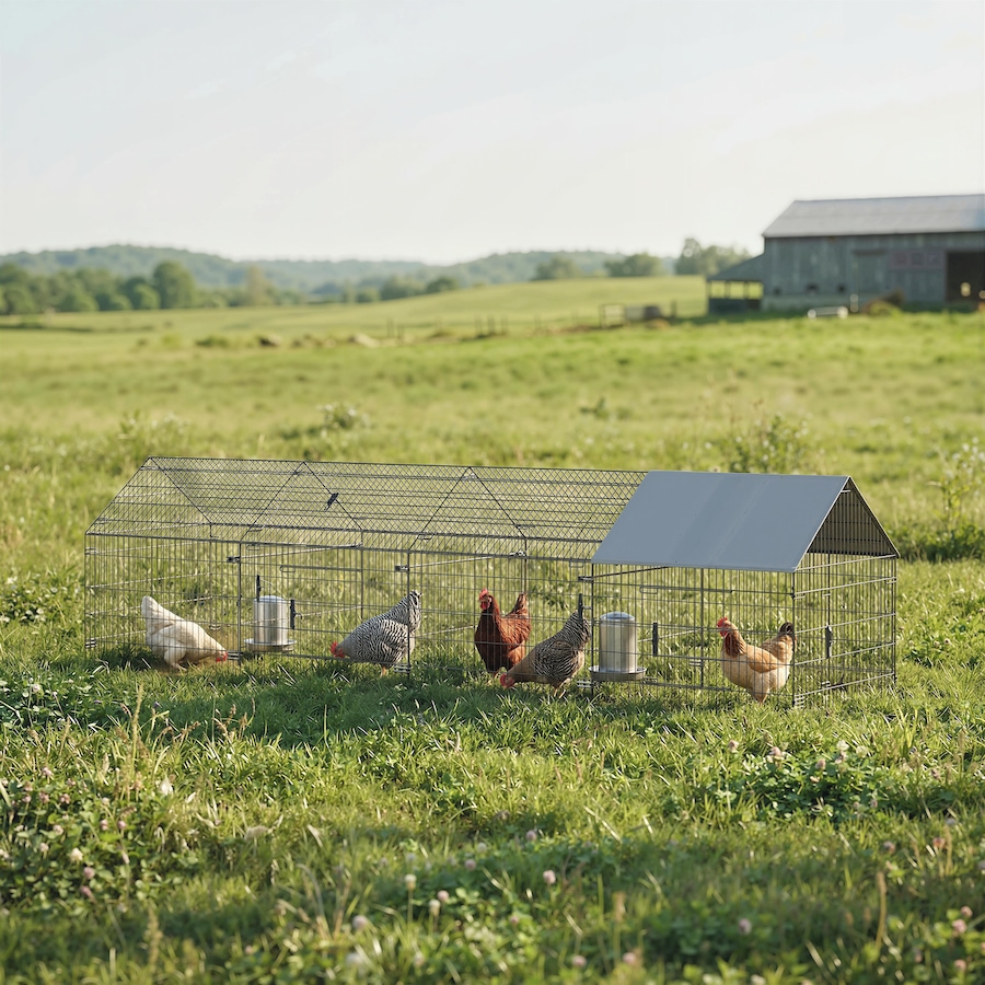 Image 982406_ALTMORE1.jpg, Product 982-406 / Price $166.99, PawHut Metal Chicken Coop Small Animal Cage 168.5" x 42.1" x 43.7" Grey from PawHut on TSC.ca's Home & Garden department