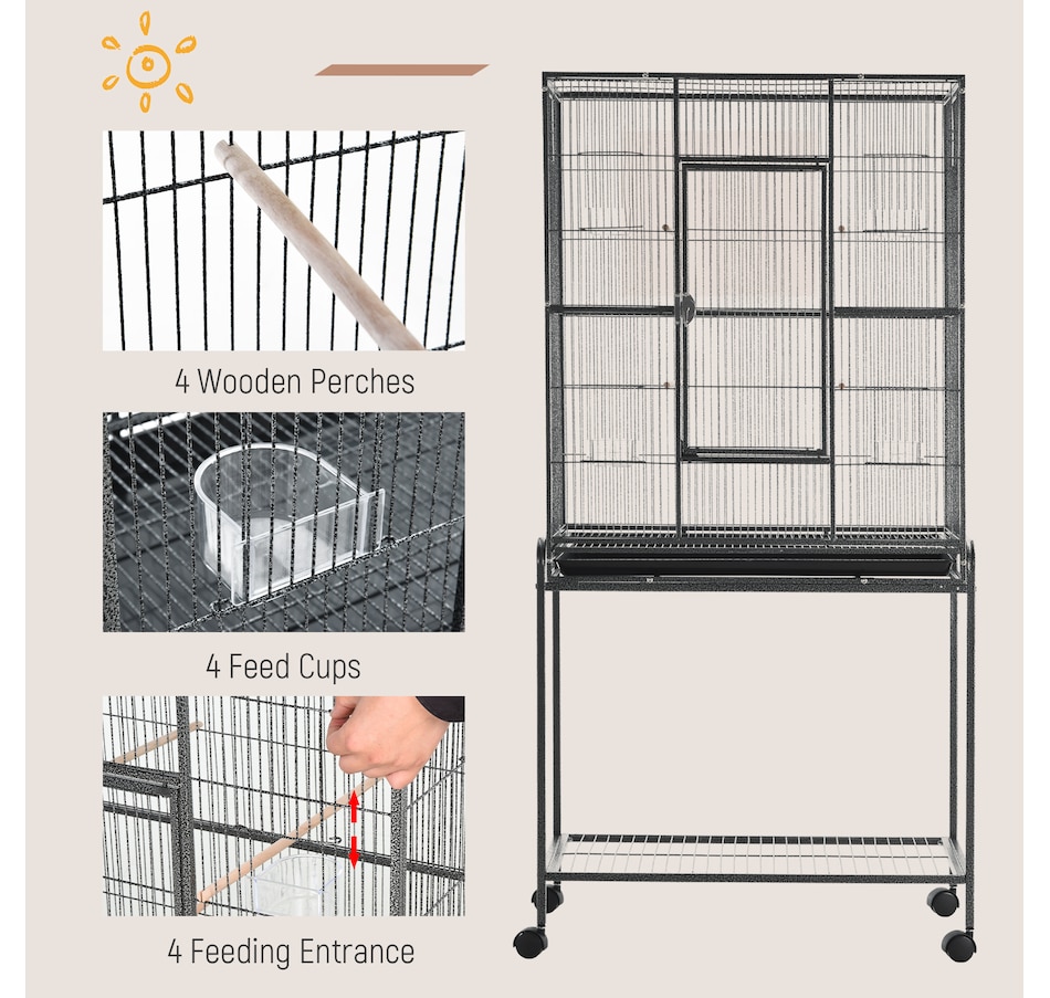 Image 982408_ALTMORE4.jpg, Product 982-408 / Price $169.99, PawHut 32" Extra Large Bird Cage, Rolling Metal Parrot Cage from PawHut on TSC.ca's Home & Garden department