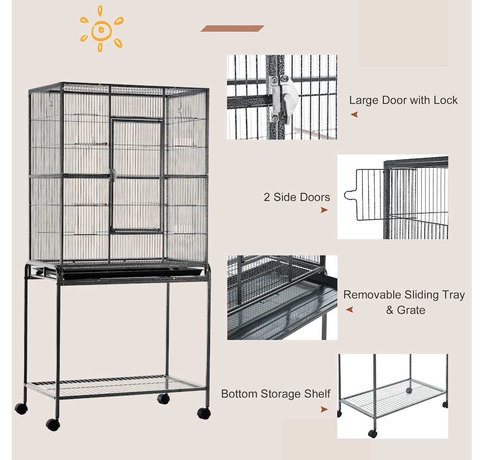 Image 982408_ALTMORE5.jpg, Product 982-408 / Price $169.99, PawHut 32" Extra Large Bird Cage, Rolling Metal Parrot Cage from PawHut on TSC.ca's Home & Garden department