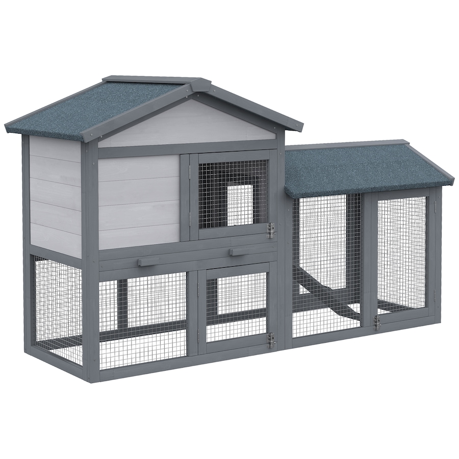 Image 982413.jpg, Product 982-413 / Price $161.99, PawHut Wood Rabbit Hutch Bunny Cage with Run Dark Grey from PawHut on TSC.ca's Home & Garden department