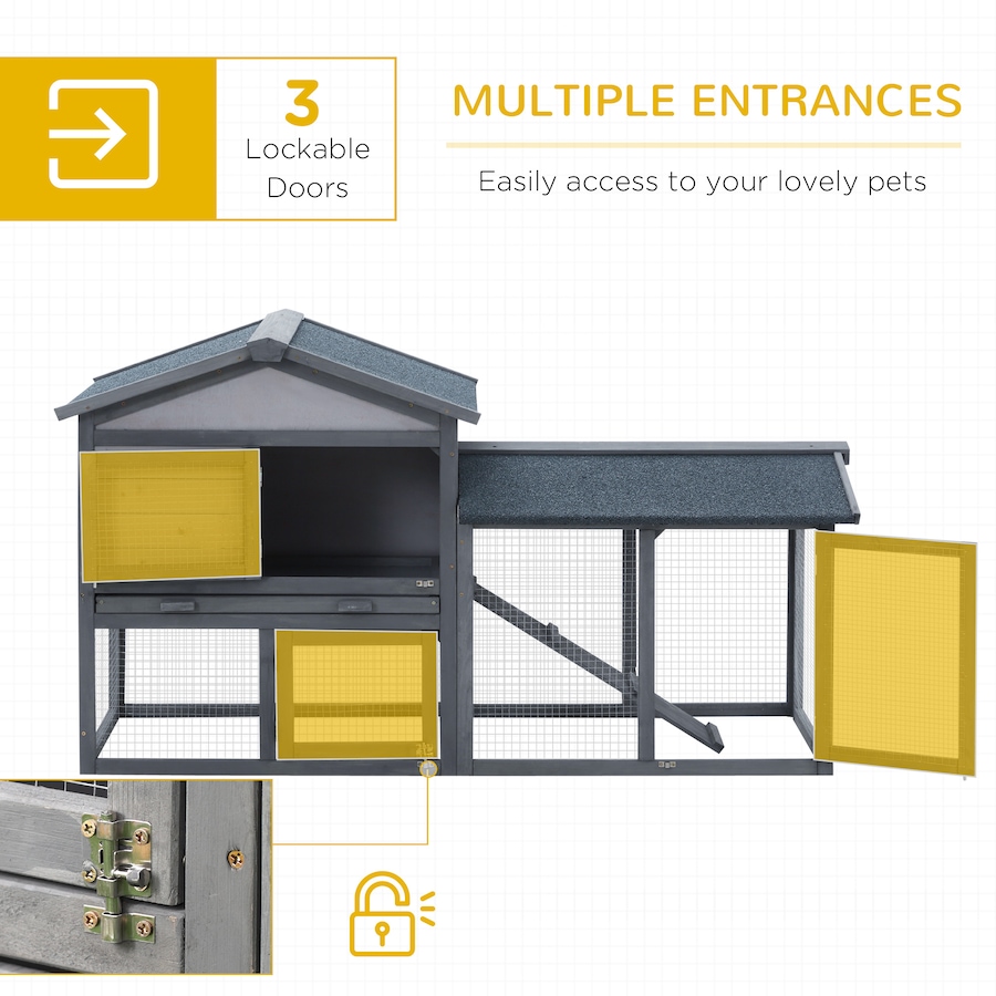 Image 982413_ALTMORE3.jpg, Product 982-413 / Price $161.99, PawHut Wood Rabbit Hutch Bunny Cage with Run Dark Grey from PawHut on TSC.ca's Home & Garden department