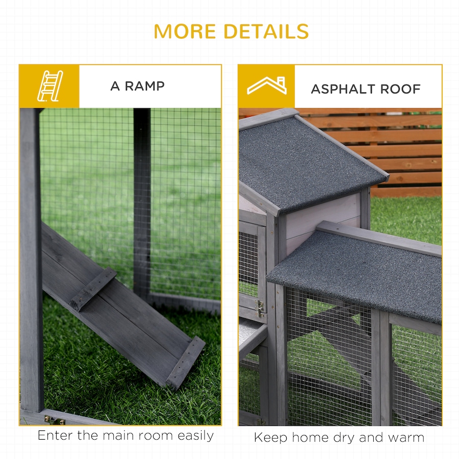 Image 982413_ALTMORE6.jpg, Product 982-413 / Price $161.99, PawHut Wood Rabbit Hutch Bunny Cage with Run Dark Grey from PawHut on TSC.ca's Home & Garden department