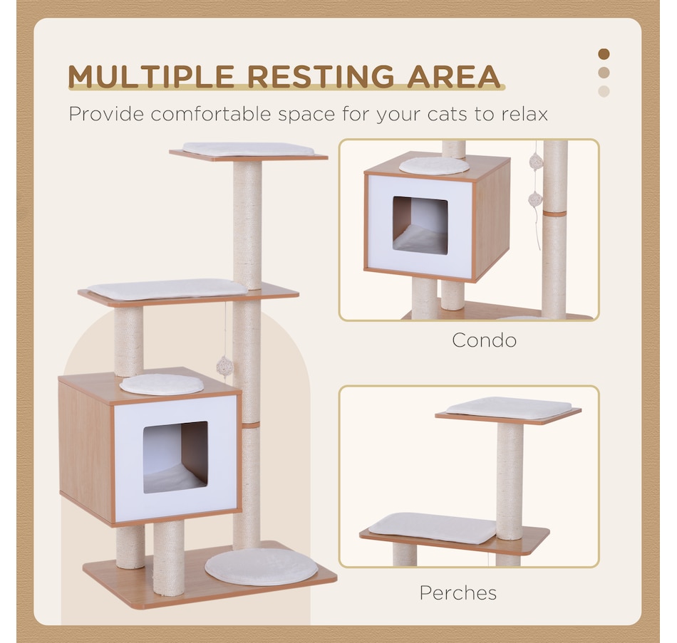 Image 982420_ALTMORE3.jpg, Product 982-420 / Price $106.99, PawHut 47" Wood Cat Tree Condo with Scratch Post, Toy Ball from PawHut on TSC.ca's Home & Garden department