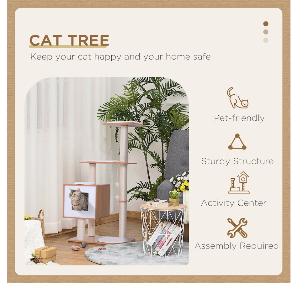 Image 982420_ALTMORE4.jpg, Product 982-420 / Price $106.99, PawHut 47" Wood Cat Tree Condo with Scratch Post, Toy Ball from PawHut on TSC.ca's Home & Garden department