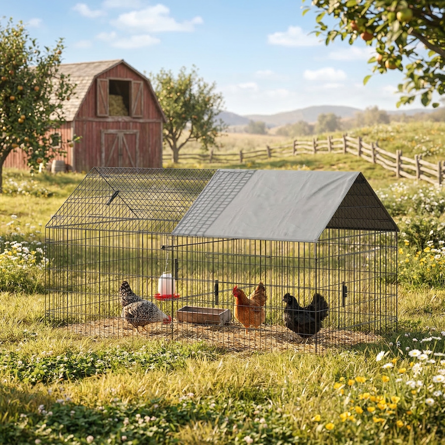 Image 982425_ALTMORE1.jpg, Product 982-425 / Price $119.99, PawHut Metal Chicken Coop, Large Chicken Run with Water-Resistant Cover from PawHut on TSC.ca's Home & Garden department