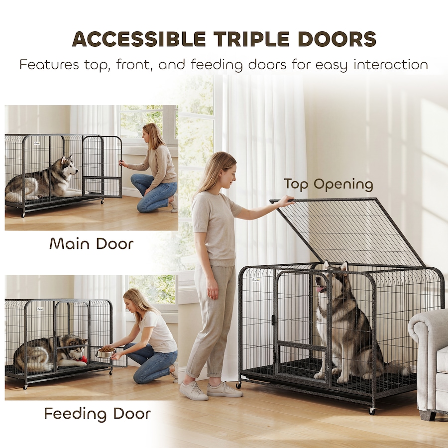 Image 982440_ALTMORE4.jpg, Product 982-440 / Price $129.99, PawHut Heavy Duty Dog Crate, Large Dog Cage with Wheels and Tray from PawHut on TSC.ca's Home & Garden department