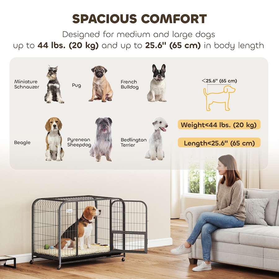 Image 982441_ALTMORE5.jpg, Product 982-441 / Price $107.99, PawHut Heavy Duty Dog Crate, Large Dog Cage with Wheels and Tray from PawHut on TSC.ca's Home & Garden department