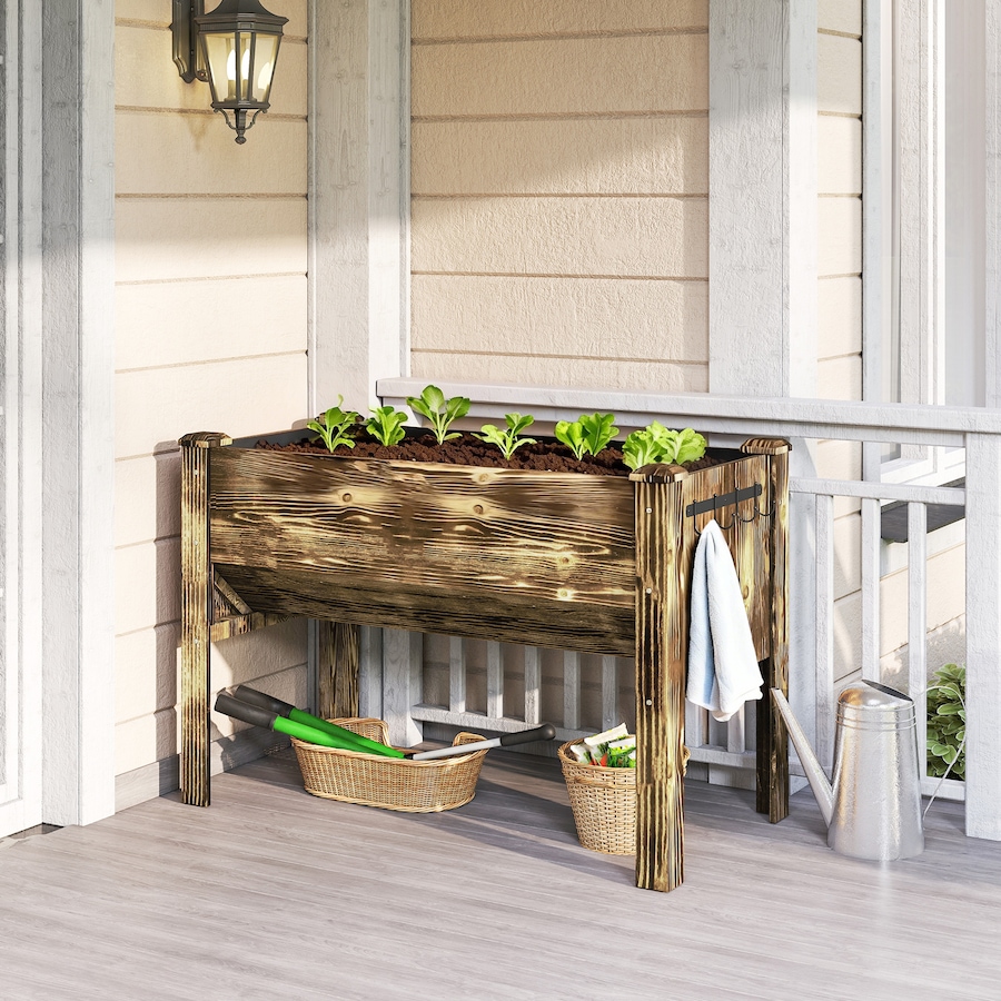 Image 982448_ALTMORE1.jpg, Product 982-448 / Price $134.99, Outsunny Raised Garden Bed with Hooks, 660lb Capacity, Carbonized from Outsunny on TSC.ca's Home & Garden department