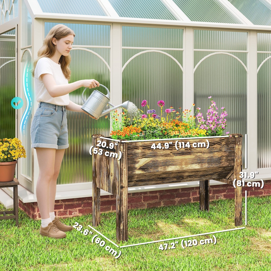 Image 982448_ALTMORE2.jpg, Product 982-448 / Price $134.99, Outsunny Raised Garden Bed with Hooks, 660lb Capacity, Carbonized from Outsunny on TSC.ca's Home & Garden department