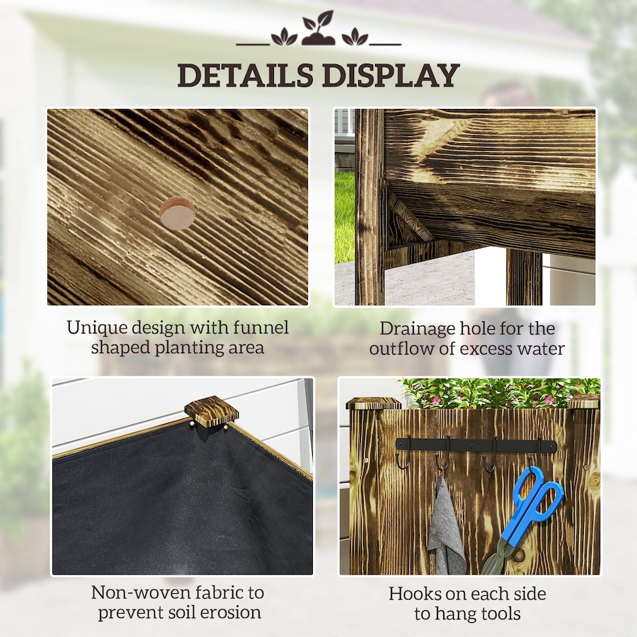 Image 982448_ALTMORE4.jpg, Product 982-448 / Price $134.99, Outsunny Raised Garden Bed with Hooks, 660lb Capacity, Carbonized from Outsunny on TSC.ca's Home & Garden department