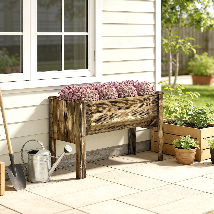 Image 982448_ALTMORE6.jpg, Product 982-448 / Price $134.99, Outsunny Raised Garden Bed with Hooks, 660lb Capacity, Carbonized from Outsunny on TSC.ca's Home & Garden department
