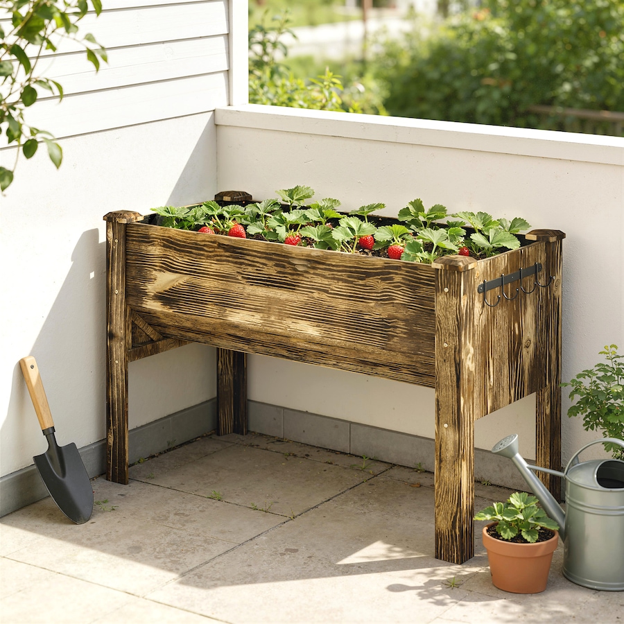 Image 982448_ALTMORE8.jpg, Product 982-448 / Price $134.99, Outsunny Raised Garden Bed with Hooks, 660lb Capacity, Carbonized from Outsunny on TSC.ca's Home & Garden department