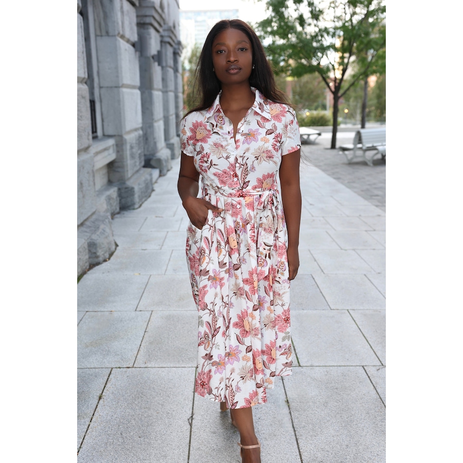 Image 982451_ALTMORE7.jpg, Product 982-451 / Price $99.94, Floral Midi Shirt Dress Short Sleeve Belted from ANNICK on TSC.ca's Fashion department