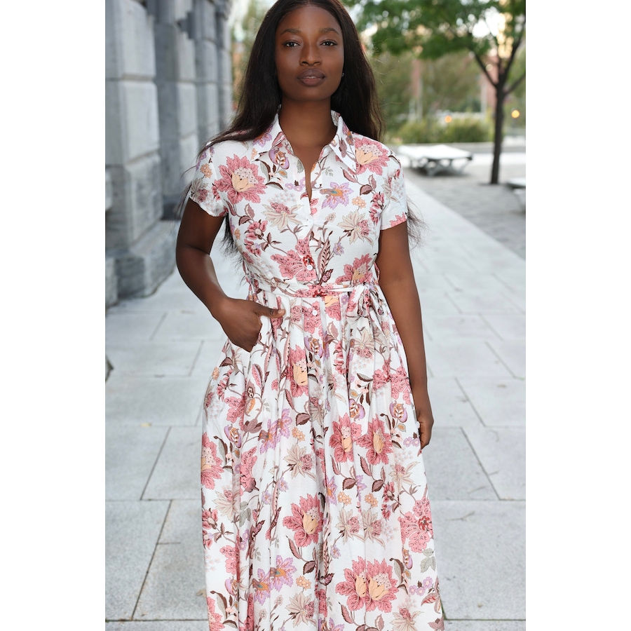 Image 982451_ALTMORE8.jpg, Product 982-451 / Price $99.94, Floral Midi Shirt Dress Short Sleeve Belted from ANNICK on TSC.ca's Fashion department
