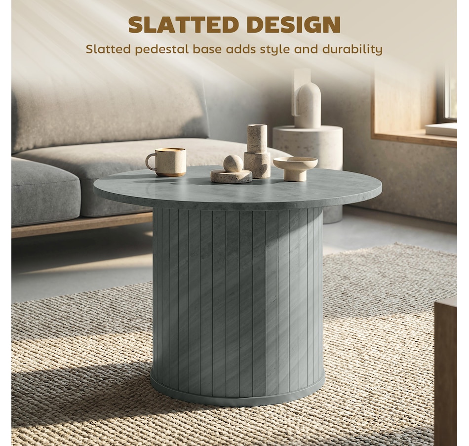 Image 982457_ALTMORE12.jpg, Product 982-457 / Price $84.99, HOMCOM Round Coffee Table, Center Table w/ Slatted Column Base from HOMCOM on TSC.ca's Home & Garden department