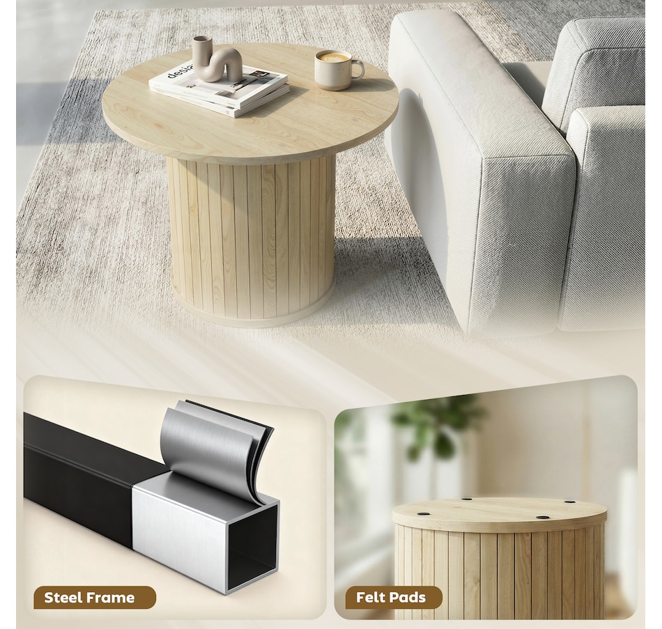 Image 982457_ALTMORE5.jpg, Product 982-457 / Price $84.99, HOMCOM Round Coffee Table, Center Table w/ Slatted Column Base from HOMCOM on TSC.ca's Home & Garden department