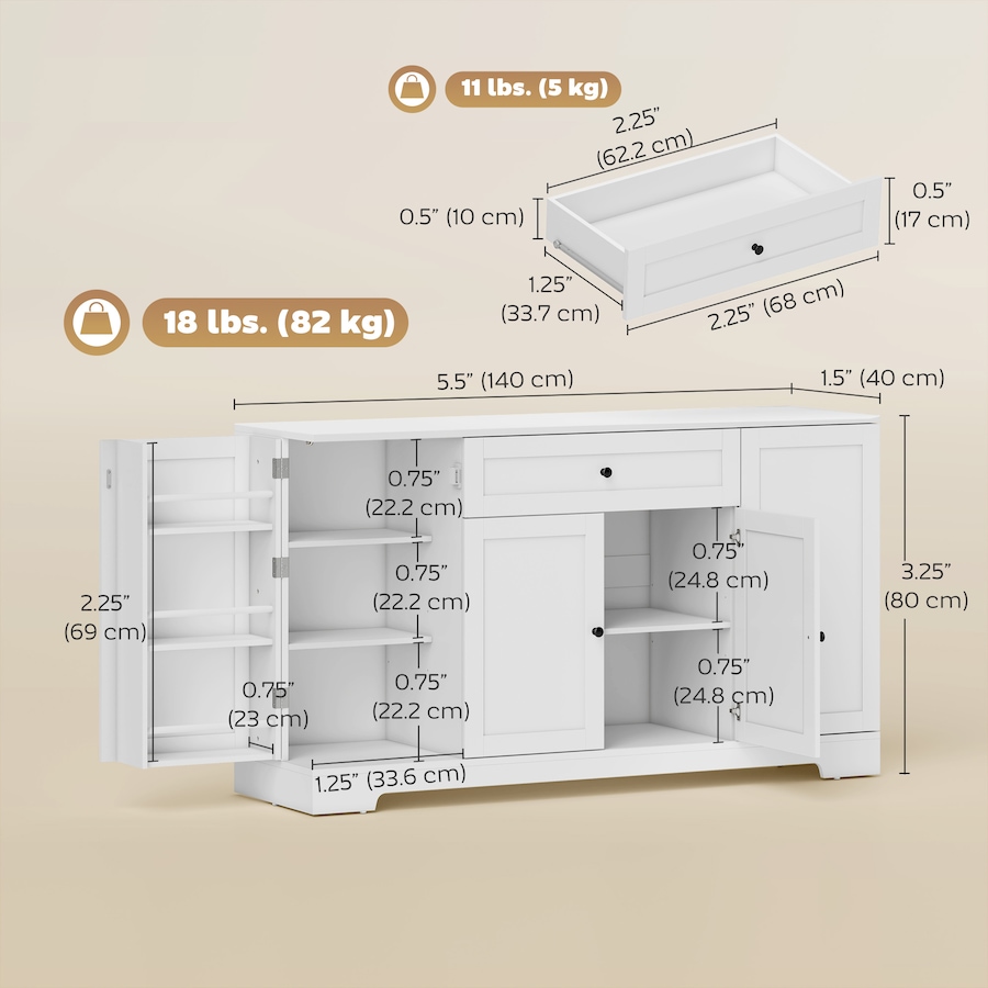 Image 982459_ALTMORE11.jpg, Product 982-459 / Price $204.99 - $214.99, HOMCOM Sideboard Buffet Cabinet, Small Kitchen Pantry with Door Racks from HOMCOM on TSC.ca's Home & Garden department