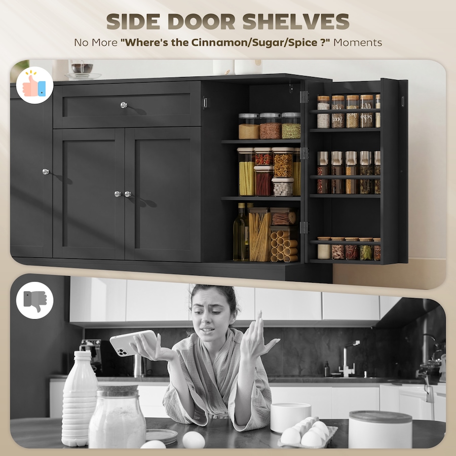 Image 982459_ALTMORE4.jpg, Product 982-459 / Price $204.99 - $214.99, HOMCOM Sideboard Buffet Cabinet, Small Kitchen Pantry with Door Racks from HOMCOM on TSC.ca's Home & Garden department