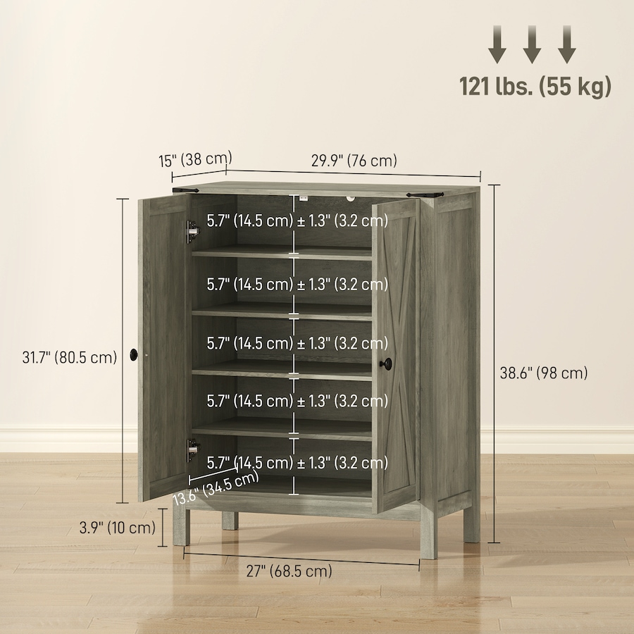 Image 982463_ALTMORE11.jpg, Product 982-463 / Price $164.89 - $179.99, HOMCOM Shoe Cabinet with Barn Doors, Farmhouse Shoe Storage Cabinet from HOMCOM on TSC.ca's Home & Garden department