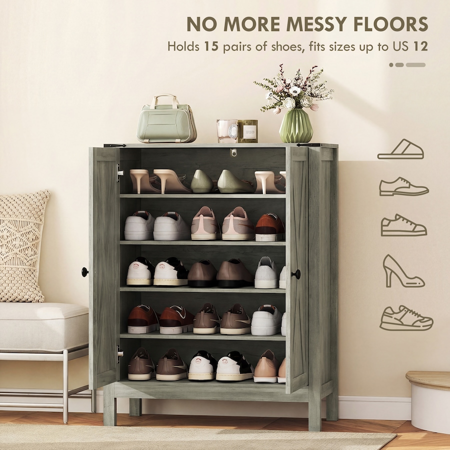 Image 982463_ALTMORE13.jpg, Product 982-463 / Price $164.89 - $179.99, HOMCOM Shoe Cabinet with Barn Doors, Farmhouse Shoe Storage Cabinet from HOMCOM on TSC.ca's Home & Garden department