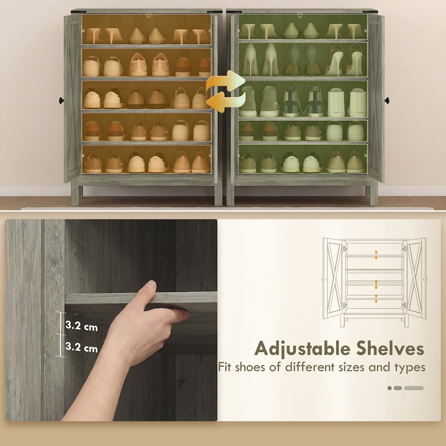 Image 982463_ALTMORE14.jpg, Product 982-463 / Price $164.89 - $179.99, HOMCOM Shoe Cabinet with Barn Doors, Farmhouse Shoe Storage Cabinet from HOMCOM on TSC.ca's Home & Garden department