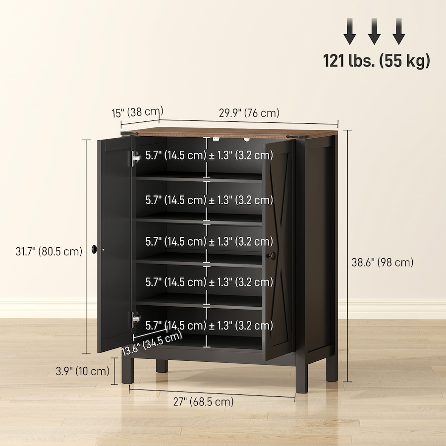 Image 982463_ALTMORE19.jpg, Product 982-463 / Price $164.89 - $179.99, HOMCOM Shoe Cabinet with Barn Doors, Farmhouse Shoe Storage Cabinet from HOMCOM on TSC.ca's Home & Garden department