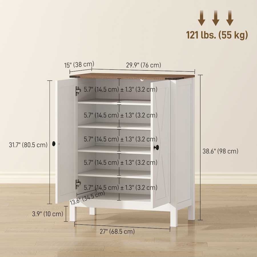 Image 982463_ALTMORE2.jpg, Product 982-463 / Price $164.89 - $179.99, HOMCOM Shoe Cabinet with Barn Doors, Farmhouse Shoe Storage Cabinet from HOMCOM on TSC.ca's Home & Garden department