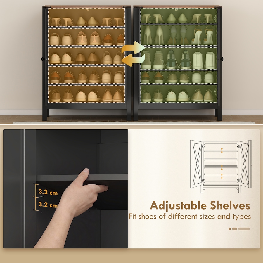 Image 982463_ALTMORE22.jpg, Product 982-463 / Price $164.89 - $179.99, HOMCOM Shoe Cabinet with Barn Doors, Farmhouse Shoe Storage Cabinet from HOMCOM on TSC.ca's Home & Garden department