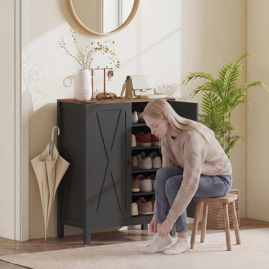 Image 982463_ALTMORE24.jpg, Product 982-463 / Price $164.89 - $179.99, HOMCOM Shoe Cabinet with Barn Doors, Farmhouse Shoe Storage Cabinet from HOMCOM on TSC.ca's Home & Garden department