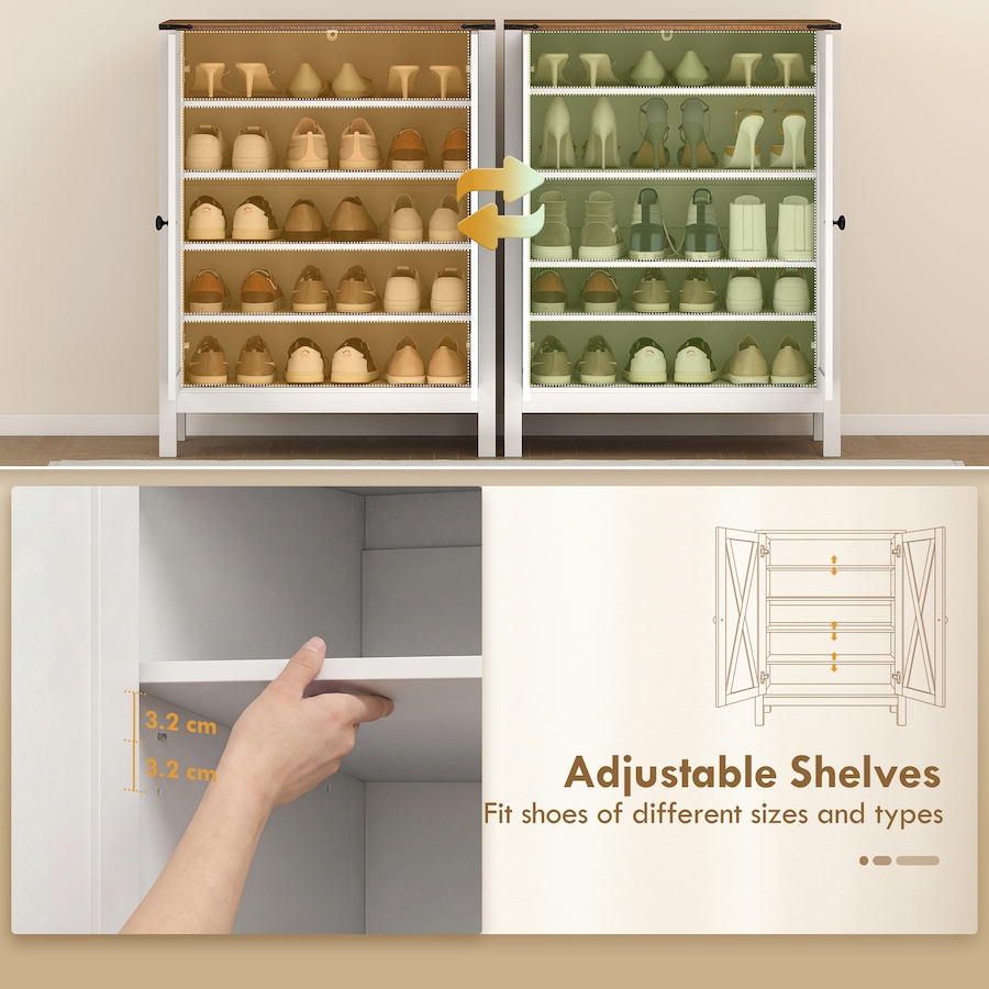Image 982463_ALTMORE5.jpg, Product 982-463 / Price $164.89 - $179.99, HOMCOM Shoe Cabinet with Barn Doors, Farmhouse Shoe Storage Cabinet from HOMCOM on TSC.ca's Home & Garden department