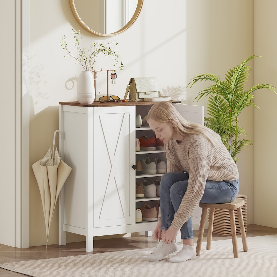 Image 982463_ALTMORE7.jpg, Product 982-463 / Price $164.89 - $179.99, HOMCOM Shoe Cabinet with Barn Doors, Farmhouse Shoe Storage Cabinet from HOMCOM on TSC.ca's Home & Garden department