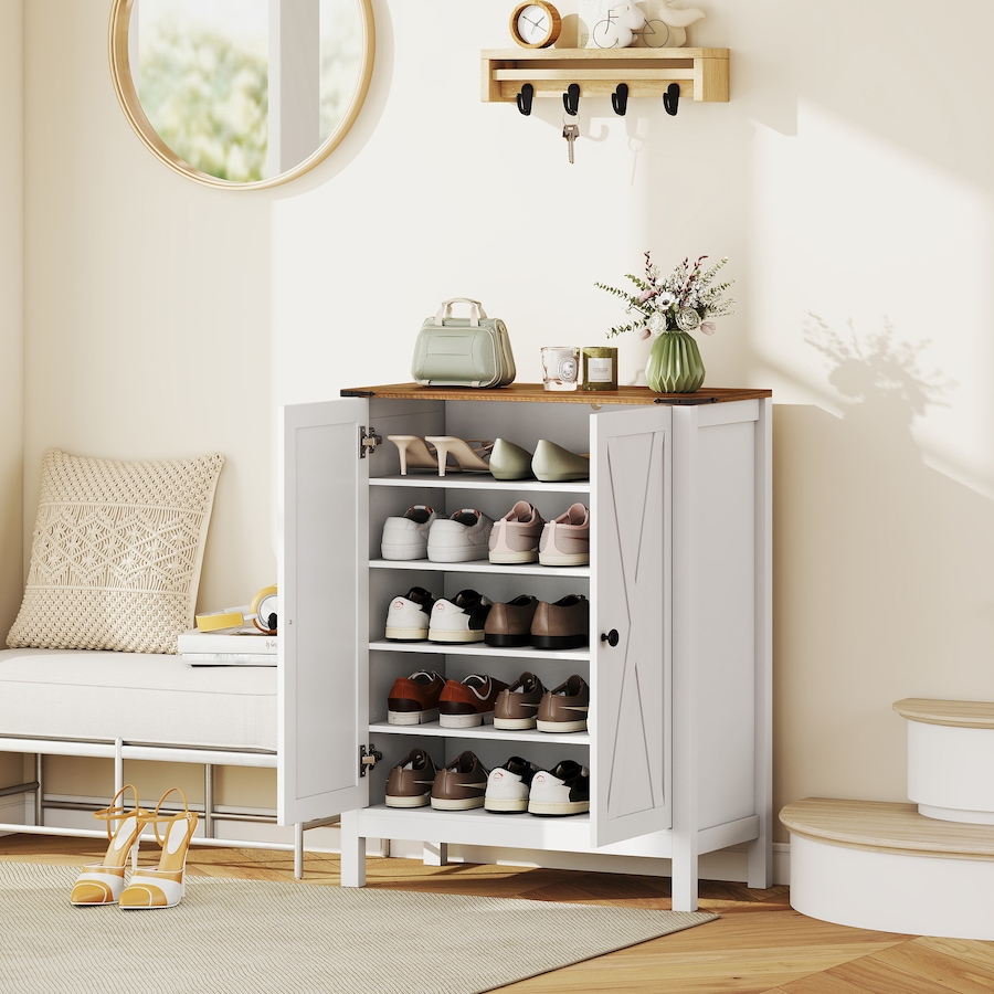 Image 982463_ALTMORE8.jpg, Product 982-463 / Price $164.89 - $179.99, HOMCOM Shoe Cabinet with Barn Doors, Farmhouse Shoe Storage Cabinet from HOMCOM on TSC.ca's Home & Garden department