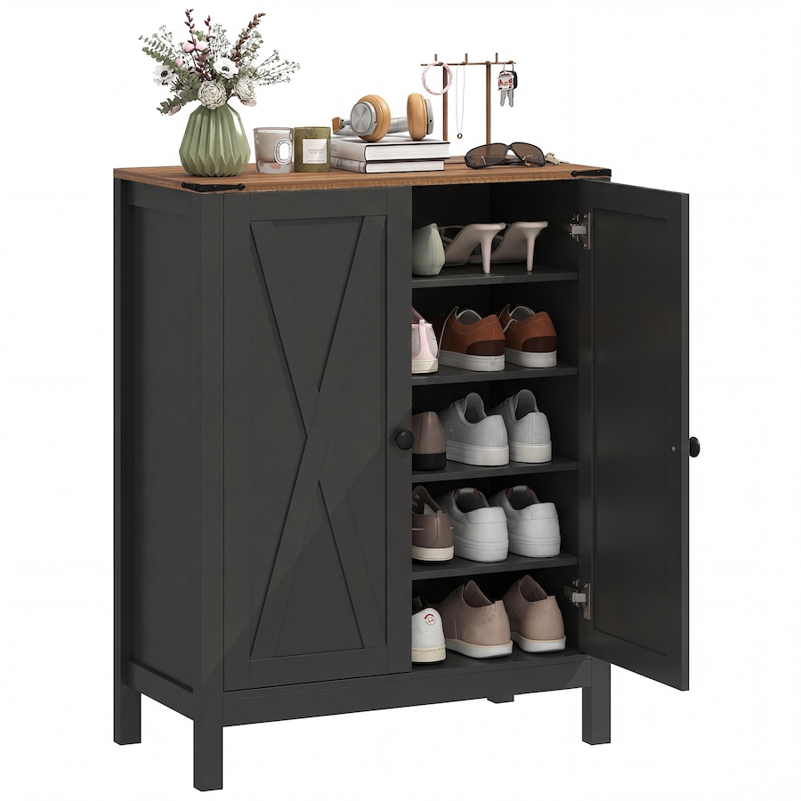 Image 982463_ST03.jpg, Product 982-463 / Price $164.89 - $179.99, HOMCOM Shoe Cabinet with Barn Doors, Farmhouse Shoe Storage Cabinet from HOMCOM on TSC.ca's Home & Garden department