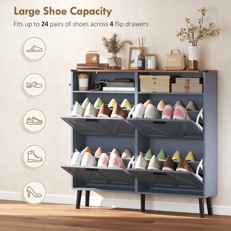 Image 982464_ALTMORE13.jpg, Product 982-464 / Price $184.29 - $199.99, Shoe Cabinet with 4 Flip Drawers, Narrow Shoe Rack from HOMCOM on TSC.ca's Home & Garden department