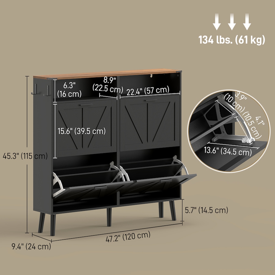Image 982464_ALTMORE19.jpg, Product 982-464 / Price $184.29 - $199.99, Shoe Cabinet with 4 Flip Drawers, Narrow Shoe Rack from HOMCOM on TSC.ca's Home & Garden department