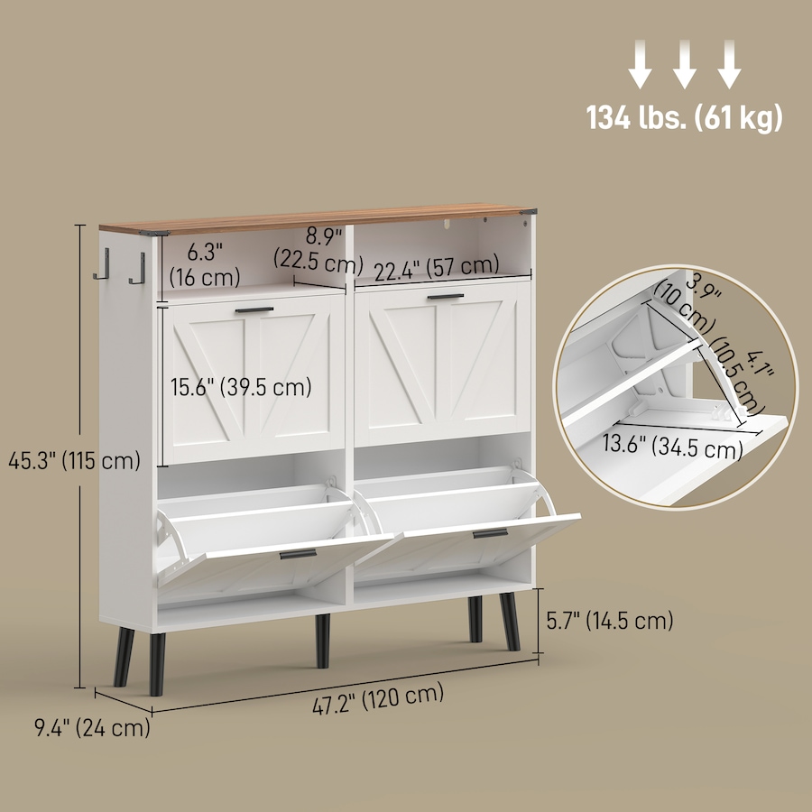 Image 982464_ALTMORE2.jpg, Product 982-464 / Price $184.29 - $199.99, Shoe Cabinet with 4 Flip Drawers, Narrow Shoe Rack from HOMCOM on TSC.ca's Home & Garden department