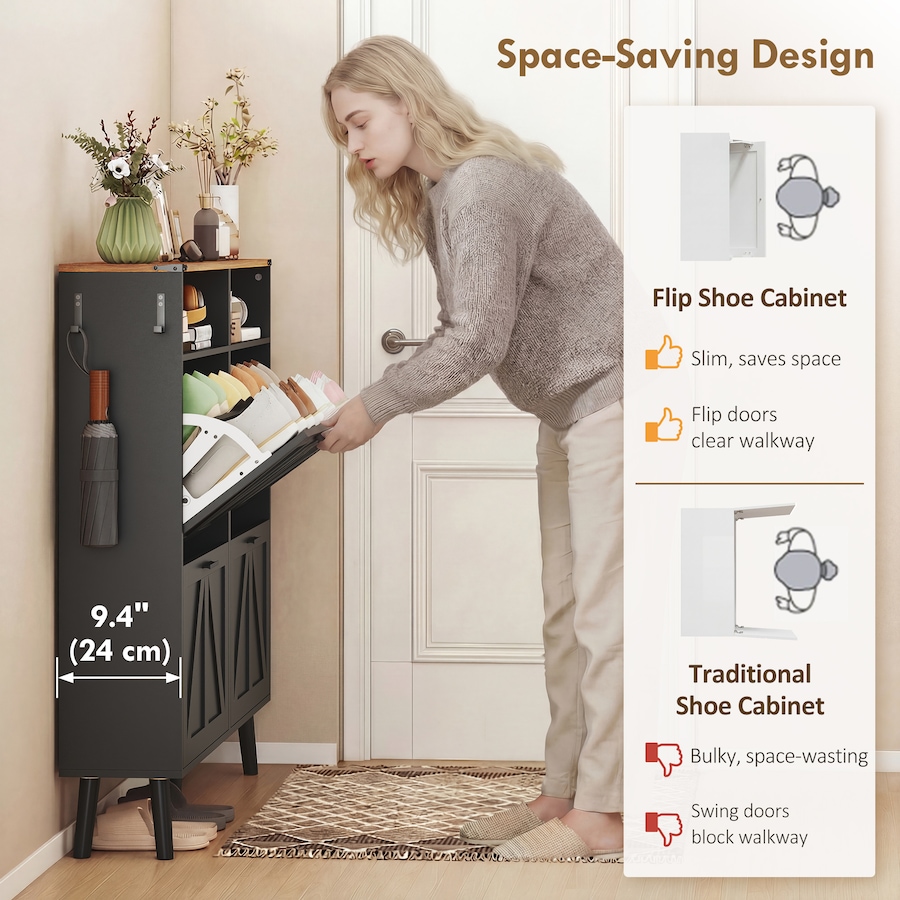 Image 982464_ALTMORE20.jpg, Product 982-464 / Price $184.29 - $199.99, Shoe Cabinet with 4 Flip Drawers, Narrow Shoe Rack from HOMCOM on TSC.ca's Home & Garden department