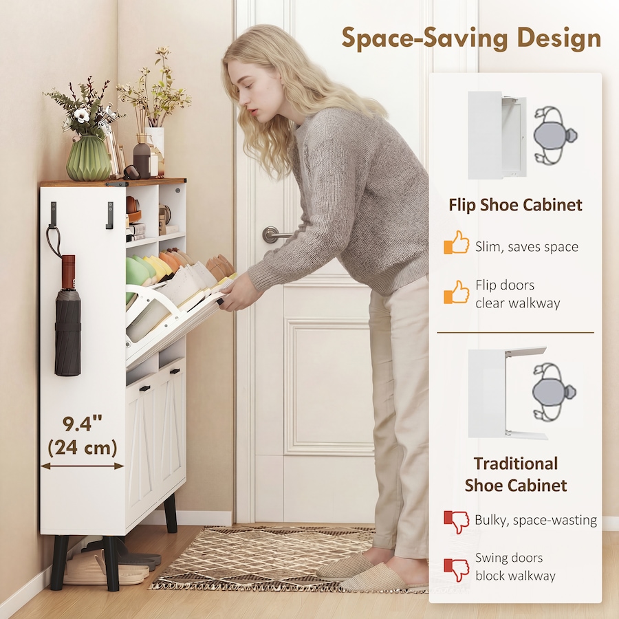 Image 982464_ALTMORE3.jpg, Product 982-464 / Price $184.29 - $199.99, Shoe Cabinet with 4 Flip Drawers, Narrow Shoe Rack from HOMCOM on TSC.ca's Home & Garden department