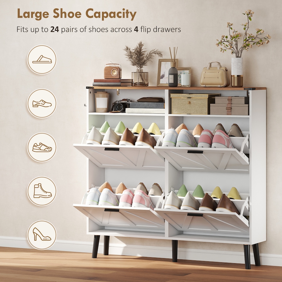 Image 982464_ALTMORE4.jpg, Product 982-464 / Price $184.29 - $199.99, Shoe Cabinet with 4 Flip Drawers, Narrow Shoe Rack from HOMCOM on TSC.ca's Home & Garden department