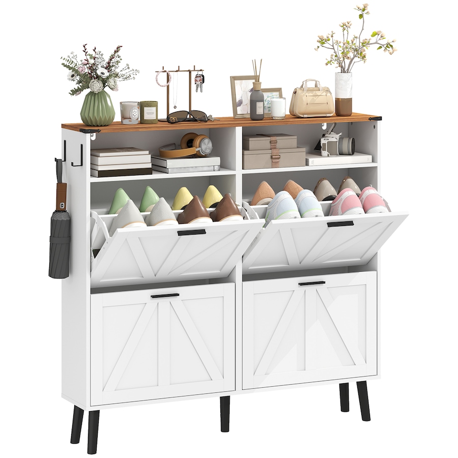 Image 982464_ST01.jpg, Product 982-464 / Price $184.29 - $199.99, Shoe Cabinet with 4 Flip Drawers, Narrow Shoe Rack from HOMCOM on TSC.ca's Home & Garden department