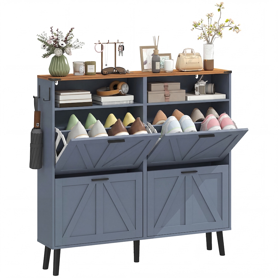 Image 982464_ST02.jpg, Product 982-464 / Price $184.29 - $199.99, Shoe Cabinet with 4 Flip Drawers, Narrow Shoe Rack from HOMCOM on TSC.ca's Home & Garden department